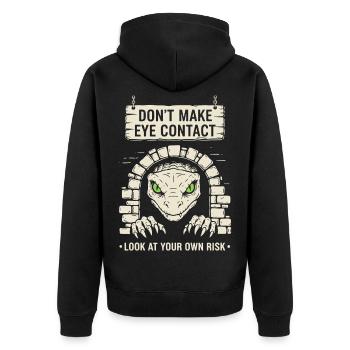 Bazyliszek Schau auf dein eigenes Risiko - Unisex Premium Bio Zip Hoodie - Schwarz - Hinten - Nico (187cm)