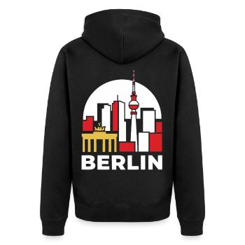 Berlin Skyline TV Tower - Unisex Premium Organic Zip Hoodie - black - Back - Nico (187cm)