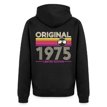 Originale Rainbow Limited Edition von 1975 - Unisex Premium Bio Zip Hoodie - Schwarz - Hinten - Nico (187cm)