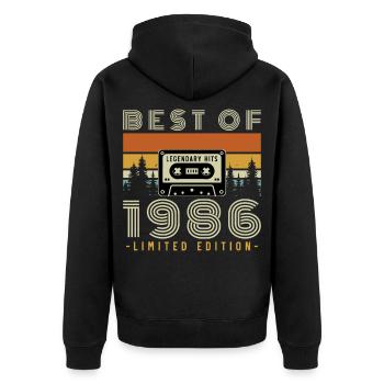 1986 Vintage Retro Geburtstagsgeschenk - Unisex Premium Bio Zip Hoodie - Schwarz - Hinten - Nico (187cm)