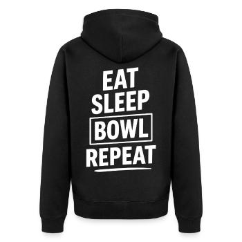 Eat Sleep Bowl Repeat Bowling Sport Fan - Unisex Premium Organic Zip Hoodie - black - Back - Nico (187cm)