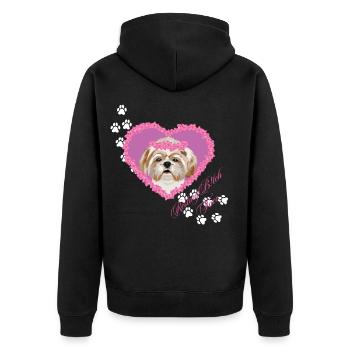 Resting B!tch Face Shih Tzu - Unisex Premium Organic Zip Hoodie - black - Back - Nico (187cm)