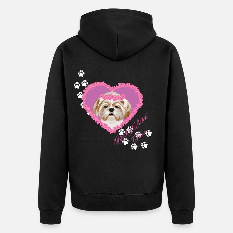 Visage de au repos Shih Tzu - Veste à capuche bio Premium Unisexe - noir