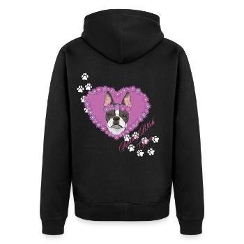 Resting B!tch Face Boston Terrier - Unisex Premium Organic Zip Hoodie - black - Back - Nico (187cm)
