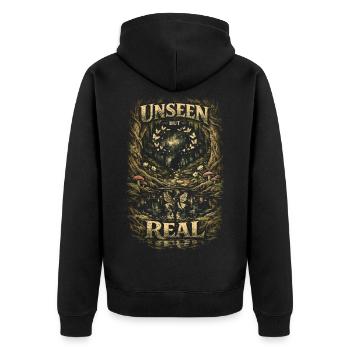 Fairycore Fairy Gothic Unseen But Real - Unisex Premium Organic Zip Hoodie - black - Back - Nico (187cm)