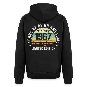 Legendär seit 1967, Vintage Edition 1967 Retro - Unisex Premium Bio Zip Hoodie - Schwarz - Hinten - Nico (187cm)