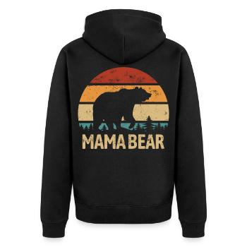Mama Bear - Muttertag - Vintage Geschenk - Unisex Premium Bio Zip Hoodie - Schwarz - Hinten - Nico (187cm)