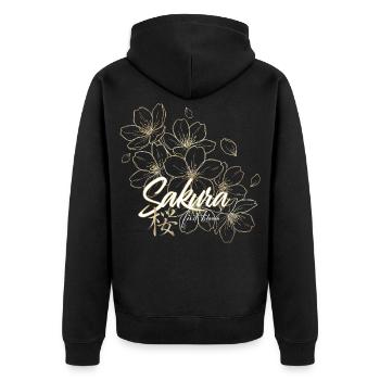 Fleurs de cerisier de Sakura japonais - Veste à capuche bio Premium Unisexe - noir - Dos - Nico (187cm)
