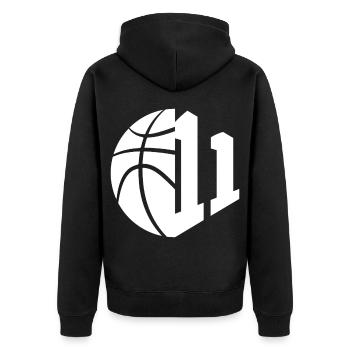 NON. 11 NUMÉRO 11 BASKETBALL 11E ANNIVERSAIRE - Veste à capuche bio Premium Unisexe - noir - Dos - Nico (187cm)