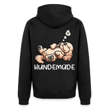 Hundemüde Cocker Spaniel Cockerhund Cockerbesitzer - Unisex Premium Bio Zip Hoodie - Schwarz - Hinten - Nico (187cm)