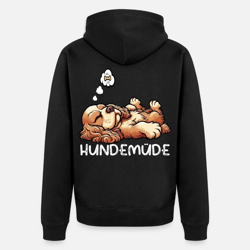 Hundemüde Cocker Spaniel Cockerhund Cockerbesitzer - Unisex Premium Bio Zip Hoodie - Schwarz