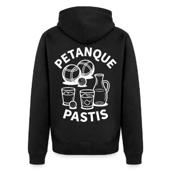 Petanque Pastis Boule Ball Sport - Unisex Premium Organic Zip Hoodie - black - Back - Nico (187cm)