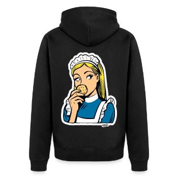 Maid and Cookie Pop Art - Unisex Premium Organic Zip Hoodie - black - Back - Nico (187cm)