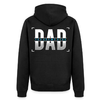 Papa, tu es mon héros Chemise - Veste à capuche bio Premium Unisexe - noir - Dos - Nico (187cm)