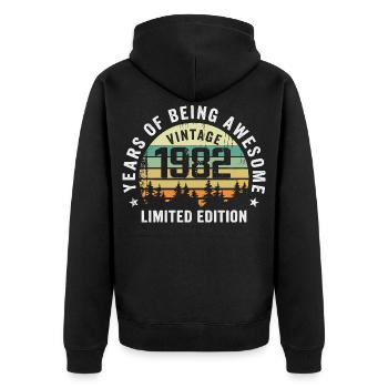Legendary since 1982, Vintage Edition 1982 Retro - Unisex Premium Organic Zip Hoodie - black - Back - Nico (187cm)