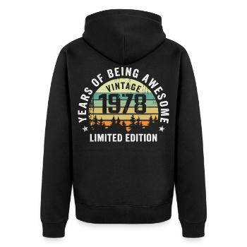Legendary since 1978, Vintage Edition 1978 Retro - Unisex Premium Organic Zip Hoodie - black - Back - Nico (187cm)