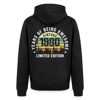 Legendary since 1980, Vintage Edition 1980 Retro - Unisex Premium Organic Zip Hoodie - black - Back - Nico (187cm)