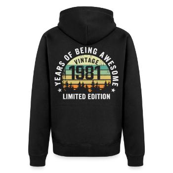 Legendary since 1981, Vintage Edition 1981 Retro - Unisex Premium Organic Zip Hoodie - black - Back - Nico (187cm)