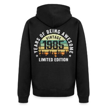 Legendär seit 1985, Vintage Edition 1985 Retro - Unisex Premium Bio Zip Hoodie - Schwarz - Hinten - Nico (187cm)