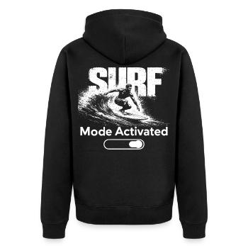 Surf Mode Activated Shirt Surfer Beach Wave - Unisex Premium Bio Zip Hoodie - Schwarz - Hinten - Nico (187cm)