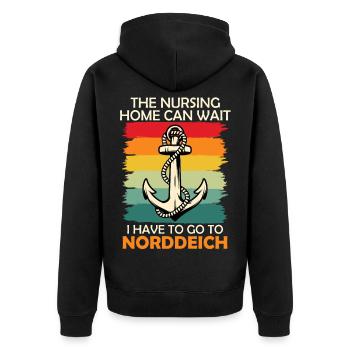 Grandpa RETIREMENT HOME CAN WAIT, I'M GOING TO NORDDEICH - Unisex Premium Organic Zip Hoodie - black - Back - Nico (187cm)
