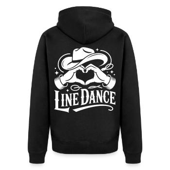 Line Dance Herzhände Cowboy - Unisex Premium Bio Zip Hoodie - Schwarz - Hinten - Nico (187cm)
