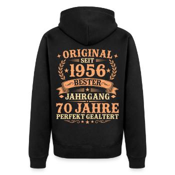 Original seit 1956 Retro 70. Geburtstag Geschenk - Unisex Premium Bio Zip Hoodie - Schwarz - Hinten - Nico (187cm)