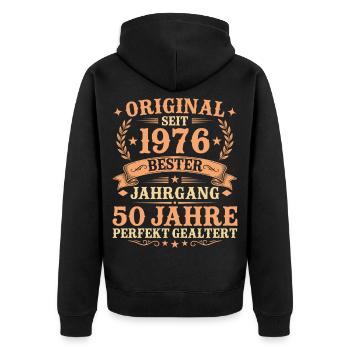 Original seit 1976 Retro 50. Geburtstag Geschenk - Unisex Premium Bio Zip Hoodie - Schwarz - Hinten - Nico (187cm)