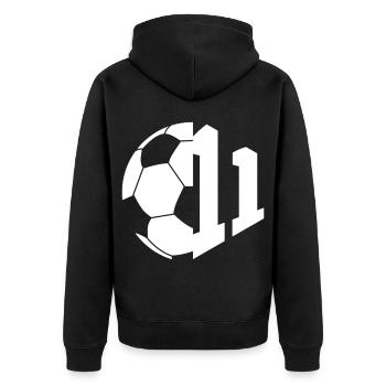 NR. 11 FUßBALLER NUMMER 11 FUßBALL 11. GEBURTSTAG - Unisex Premium Bio Zip Hoodie - Schwarz - Hinten - Nico (187cm)