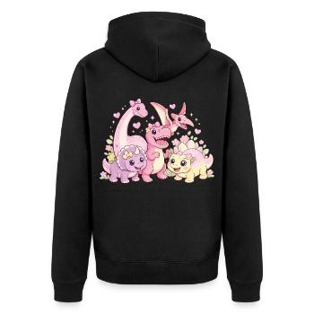Cute Girl Dino Troop - Unisex Premium Organic Zip Hoodie - black - Back - Nico (187cm)