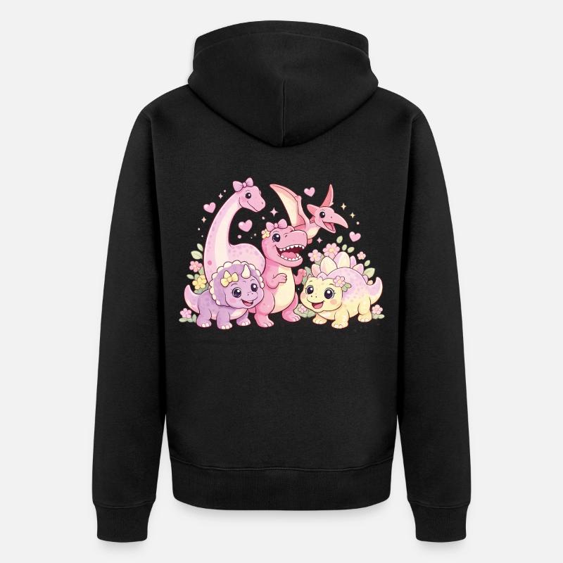 Meuble Troupe de Dinos Filles Mignonnes - Veste à capuche bio Premium Unisexe - noir