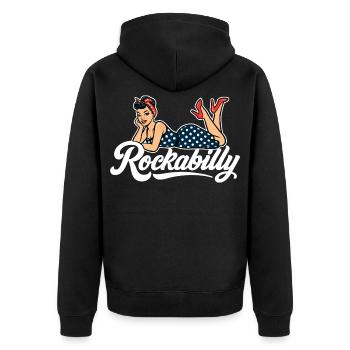 Pin-Up Rockabilly : Femme vintage en robe jupon - Veste à capuche bio Premium Unisexe - noir - Dos - Nico (187cm)