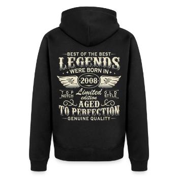 Cadeau d’anniversaire Legends 2008 Vintage 2008 - Veste à capuche bio Premium Unisexe - noir - Dos - Nico (187cm)