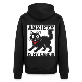 L’anxiété, c’est mon chat cardio - Veste à capuche bio Premium Unisexe - noir - Dos - Nico (187cm)