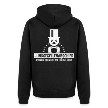Junggesellenabschied – Nie Mehr Wie Früher! (W) - Unisex Premium Bio Zip Hoodie - Schwarz - Hinten - Nico (187cm)