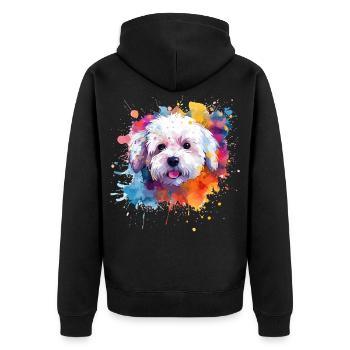 Splash Art Bichon Fris Dog Colorful - Unisex Premium Bio Zip Hoodie - Schwarz - Hinten - Nico (187cm)