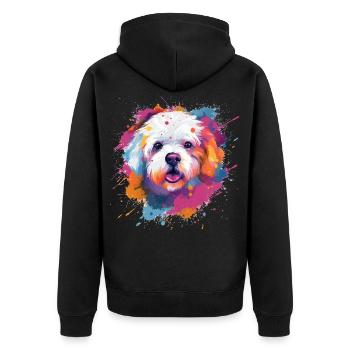 Bichon Fris Bunte Hundesplash-Kunst - Unisex Premium Bio Zip Hoodie - Schwarz - Hinten - Nico (187cm)