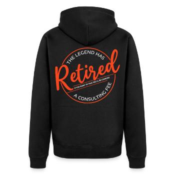 The Legend Has Retired Funny Retirement - Unisex Premium Organic Zip Hoodie - black - Back - Nico (187cm)