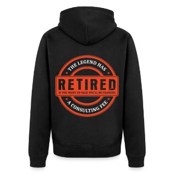 Die Legende ist in den Ruhestand gegangen – lustig - Unisex Premium Bio Zip Hoodie - Schwarz - Hinten - Nico (187cm)