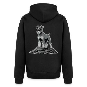 Chien Schnauzer sur Rocher Portrait Barbu Fier - Veste à capuche bio Premium Unisexe - noir - Dos - Nico (187cm)