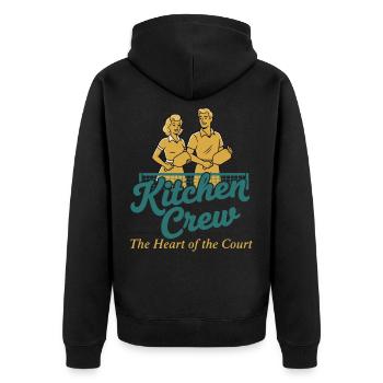 Pickleball Kitchen Crew Herz des Hofes Lustig - Unisex Premium Bio Zip Hoodie - Schwarz - Hinten - Nico (187cm)