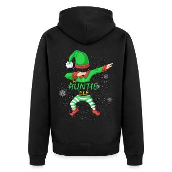 Tante-Elfen-Familien-Weihnachtsshirt - Unisex Premium Bio Zip Hoodie - Schwarz - Hinten - Nico (187cm)