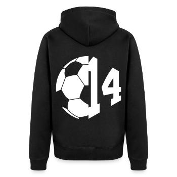 NON. 14 FOOTBALLEUR NUMÉRO 14 FOOTBALL 14E ANNIVERSAIRE - Veste à capuche bio Premium Unisexe - noir - Dos - Nico (187cm)