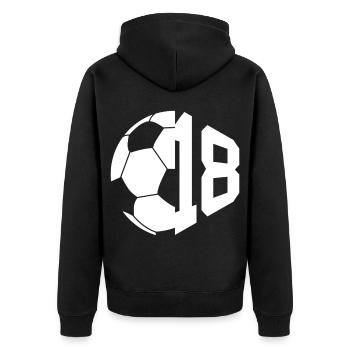 NON. 18 FOOTBALLEUR NUMÉRO 18 FOOTBALL 18E ANNIVERSAIRE - Veste à capuche bio Premium Unisexe - noir - Dos - Nico (187cm)