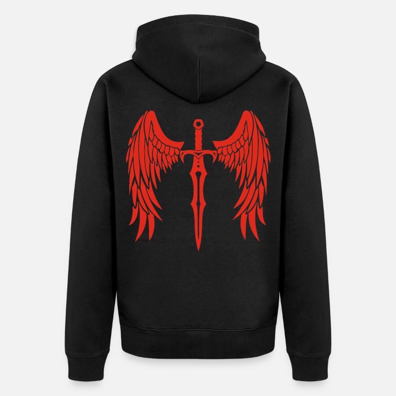 épée ailée rouge - Veste à capuche bio Premium Unisexe - noir