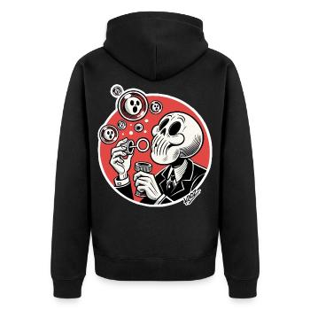 Skeleton Bubble Blower Illustration - Unisex Premium Organic Zip Hoodie - black - Back - Nico (187cm)