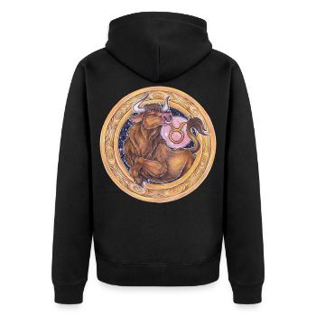 Zodiac Sign Zodiac Taurus Taurus Gift - Unisex Premium Organic Zip Hoodie - black - Back - Nico (187cm)