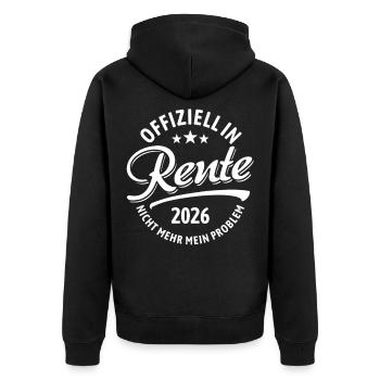 Offiziell in Rente 2026, Nicht Mehr Mein Problem - Unisex Premium Bio Zip Hoodie - Schwarz - Hinten - Nico (187cm)