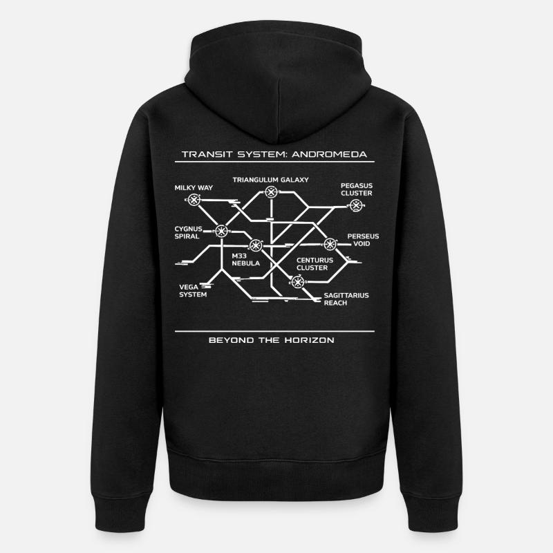 Réseau de Transit Galactique d’Andromède - Veste à capuche bio Premium Unisexe - noir