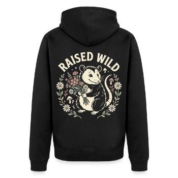 Opossum Flowers Forest Art - Unisex Premium Organic Zip Hoodie - black - Back - Nico (187cm)
